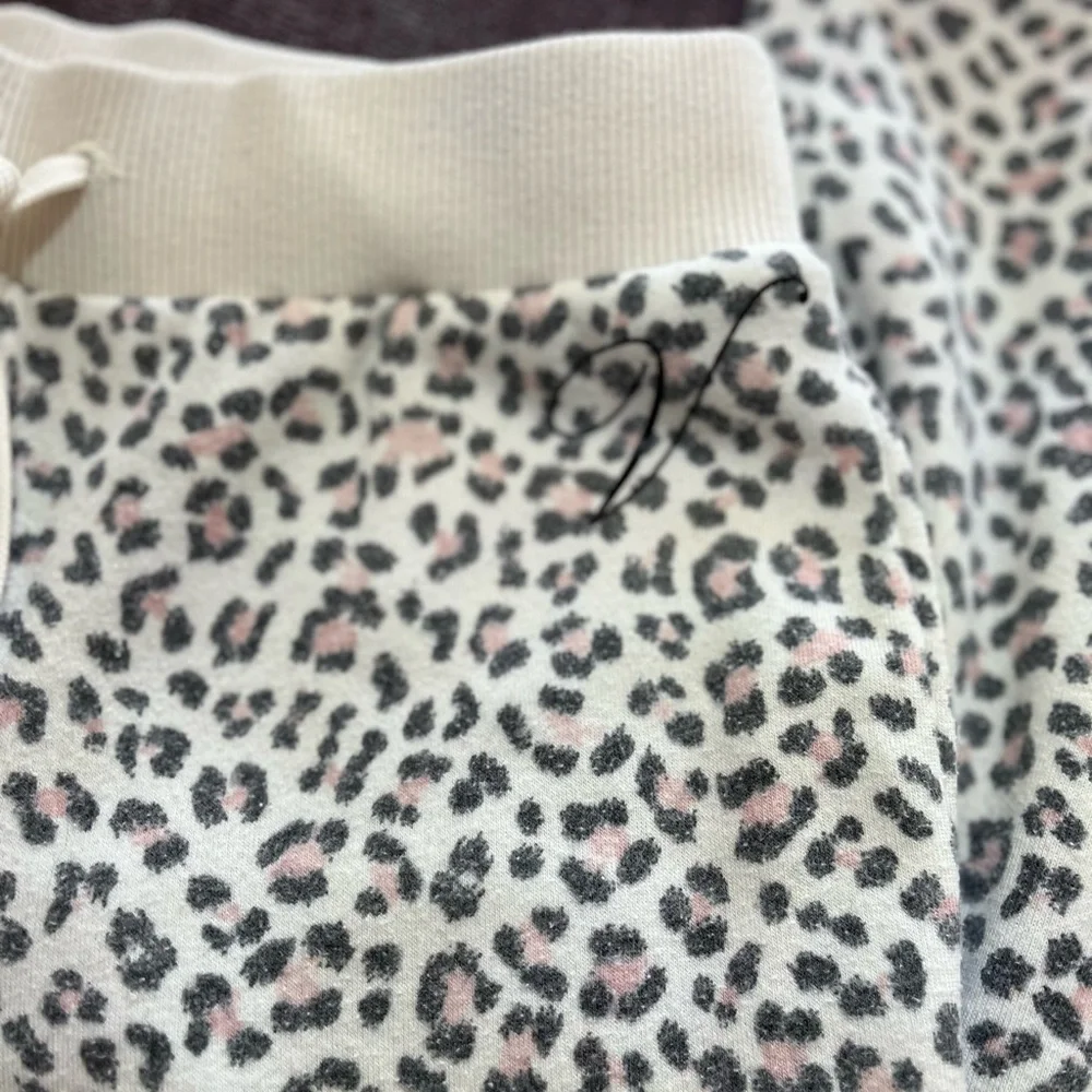 Victoria's Secret Cream Cheetah Joggers with Pink Gray Spots